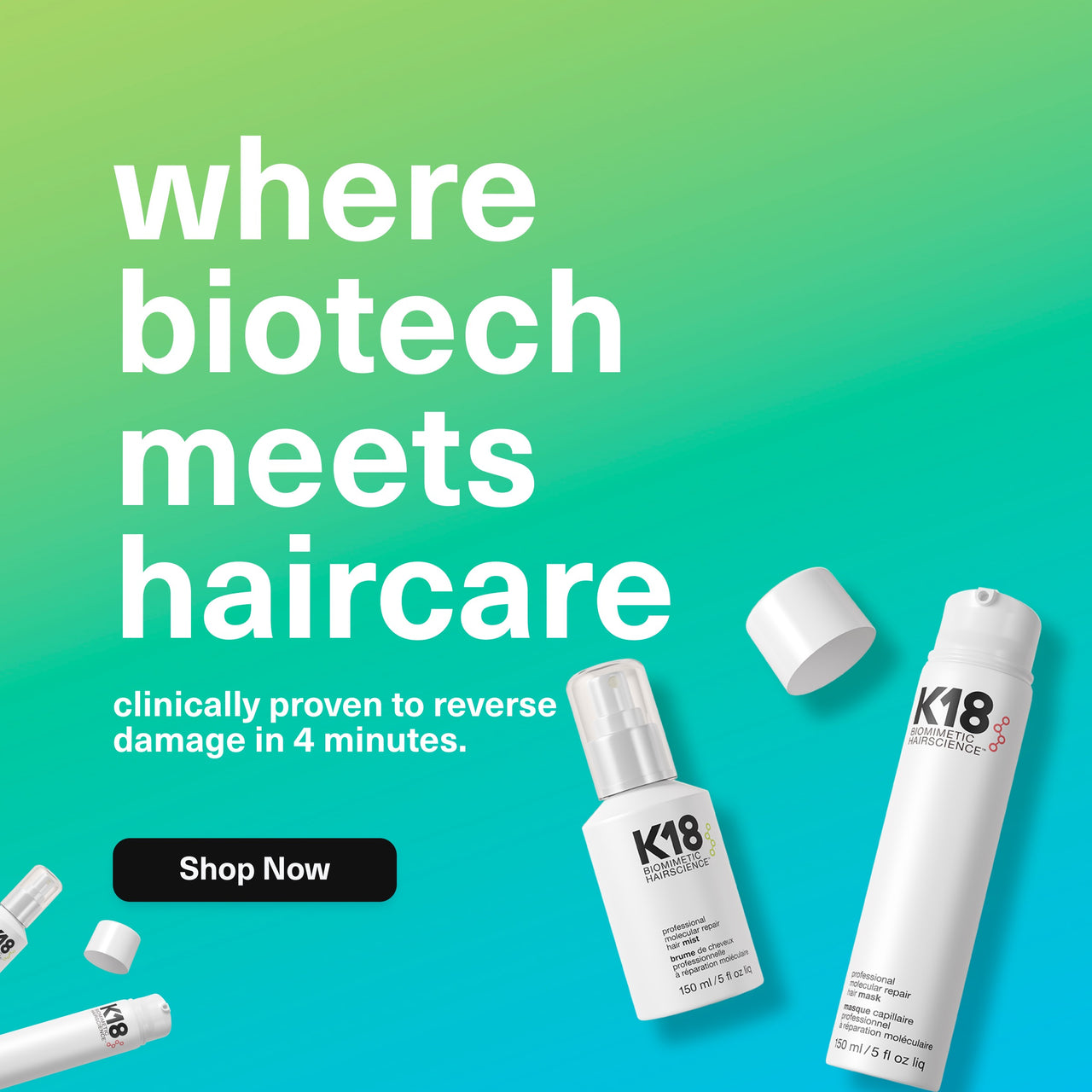 Where biotech meets haircare. Clinically proven to reverse damage in 4 minutes.