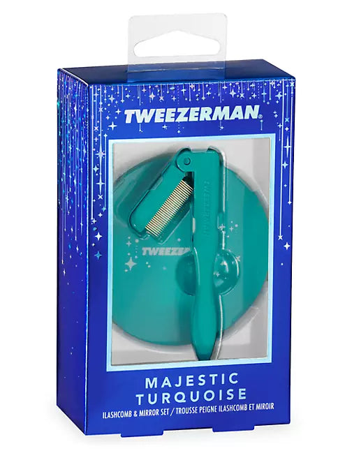 Tweezerman Majestic Turquoise Lash Comb and Mirror Set