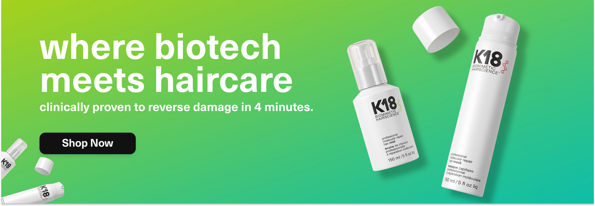 Where biotech meets haircare. Clinically proven to reverse damage in 4 minutes.