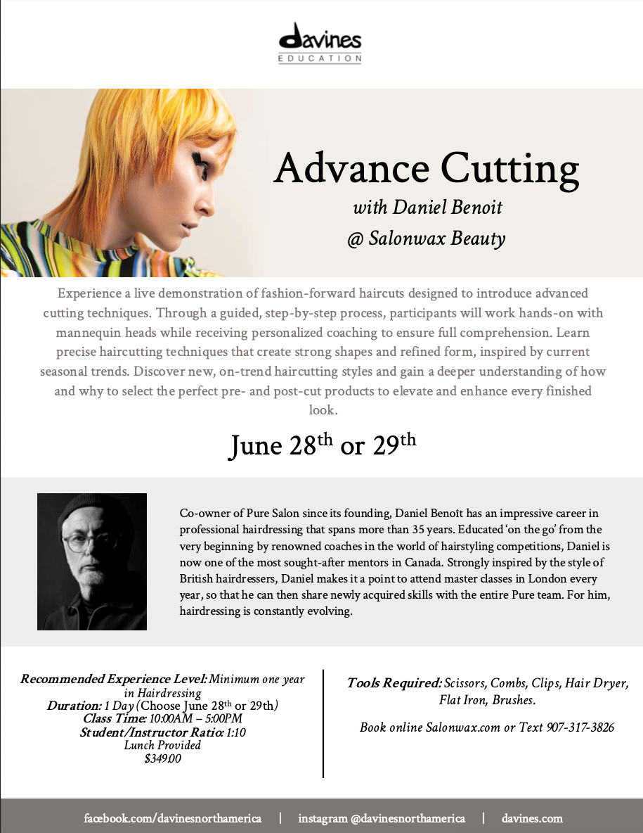 Davines Advance Cutting with Daniel Benoit - June 28th-29th